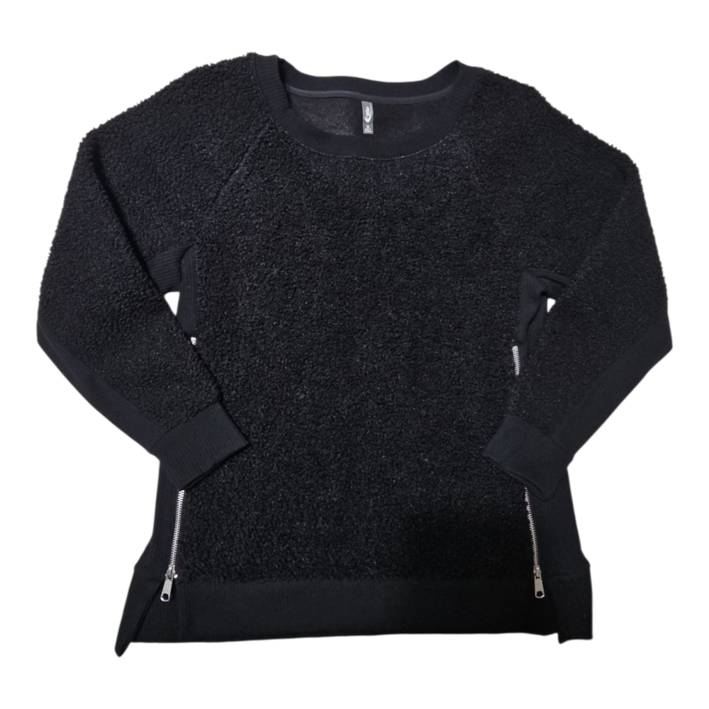 Women’s MTA Sports Black Fleece Sweater with Zipper Accents Medium